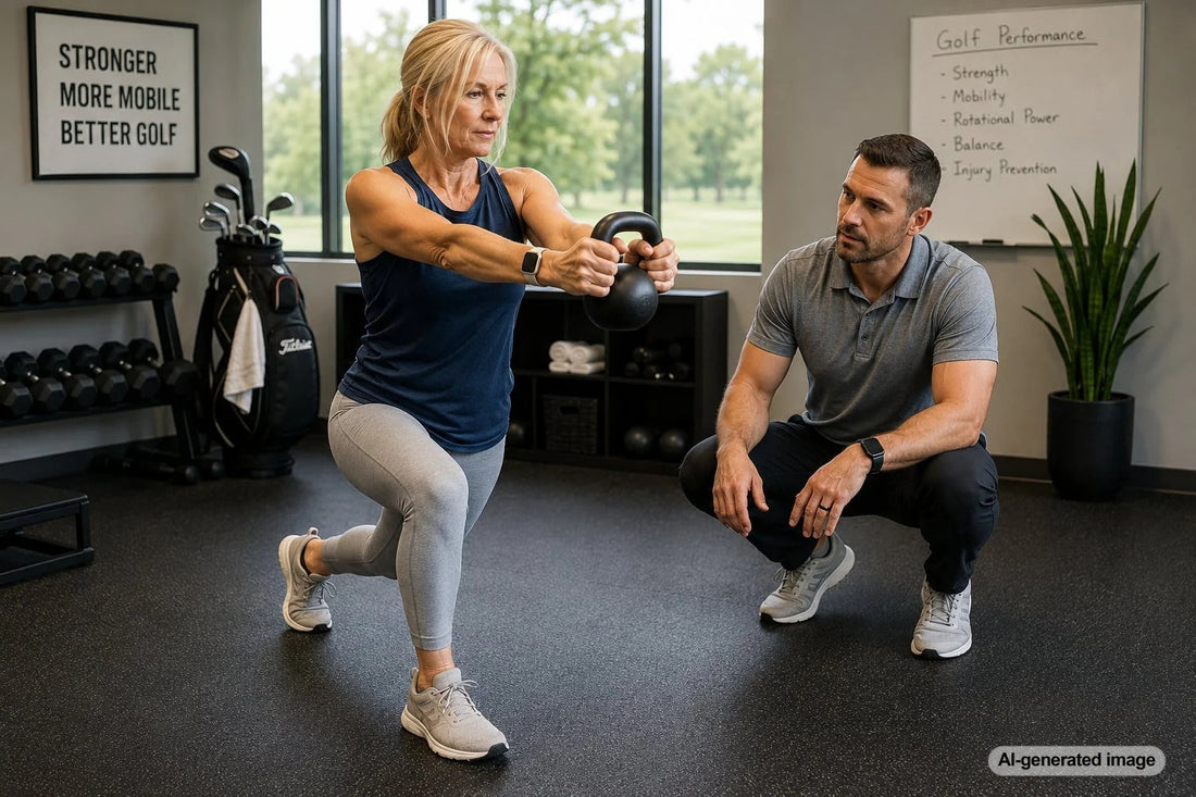 Golfer training in the gym to improve strength and mobility