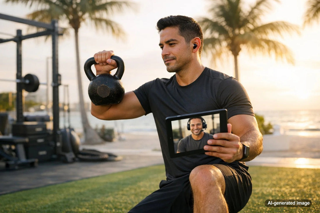 Personal trainer coaching a busy professional in Fort Lauderdale gym