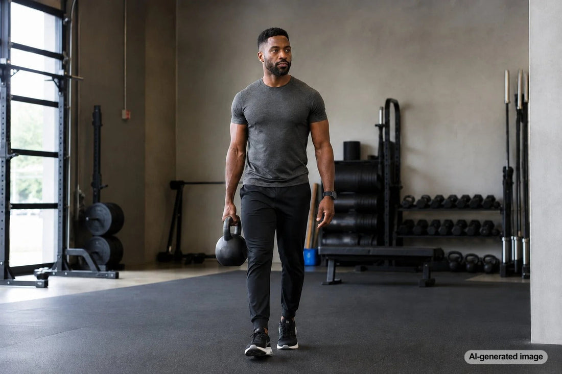 Adult building foundational strength for an active lifestyle