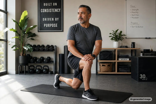 Personal trainer helping an adult improve fitness and lose belly fat