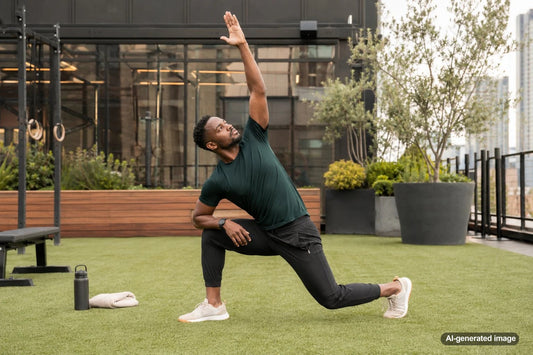 Adult performing a sustainable midlife fitness workout