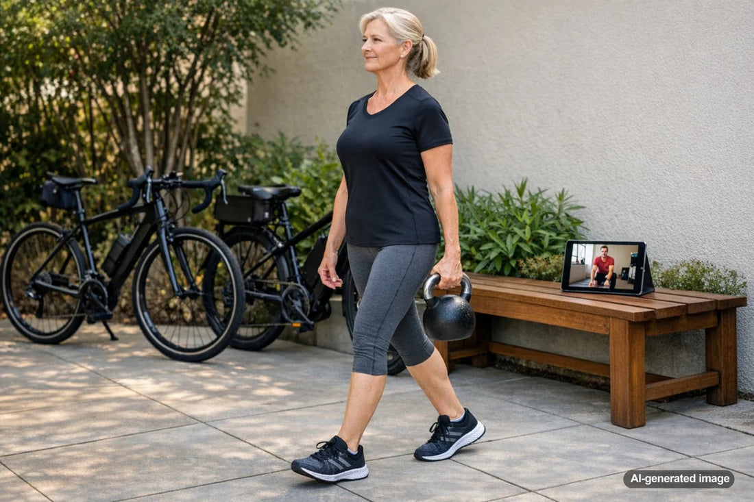 Cyclist doing exercises to improve rounded shoulder posture