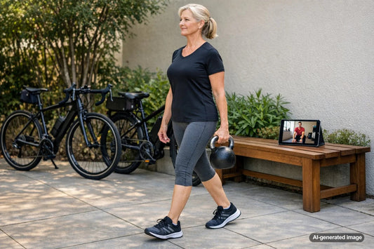 Cyclist doing exercises to improve rounded shoulder posture