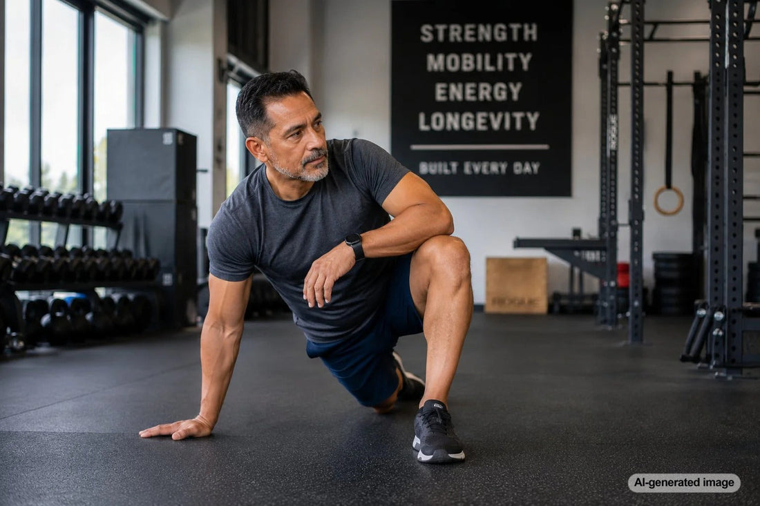 Adult preparing for exercise with a dynamic warmup