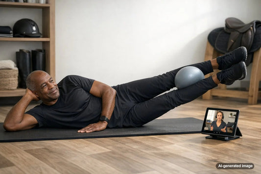 Equestrian rider focusing on leg control and adductor strength