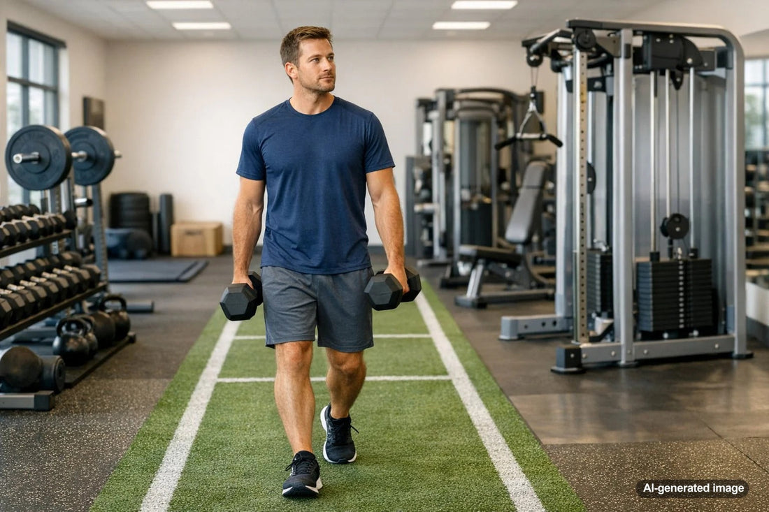 Free weights and gym machines for strength training