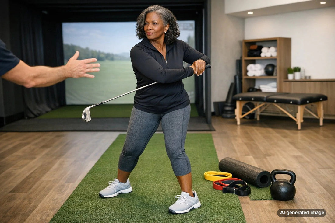 Golfer building core stability for a more consistent swing