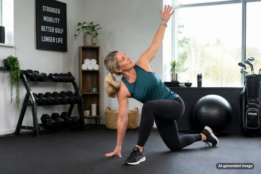 Golfer training in the gym to improve swing speed after 60