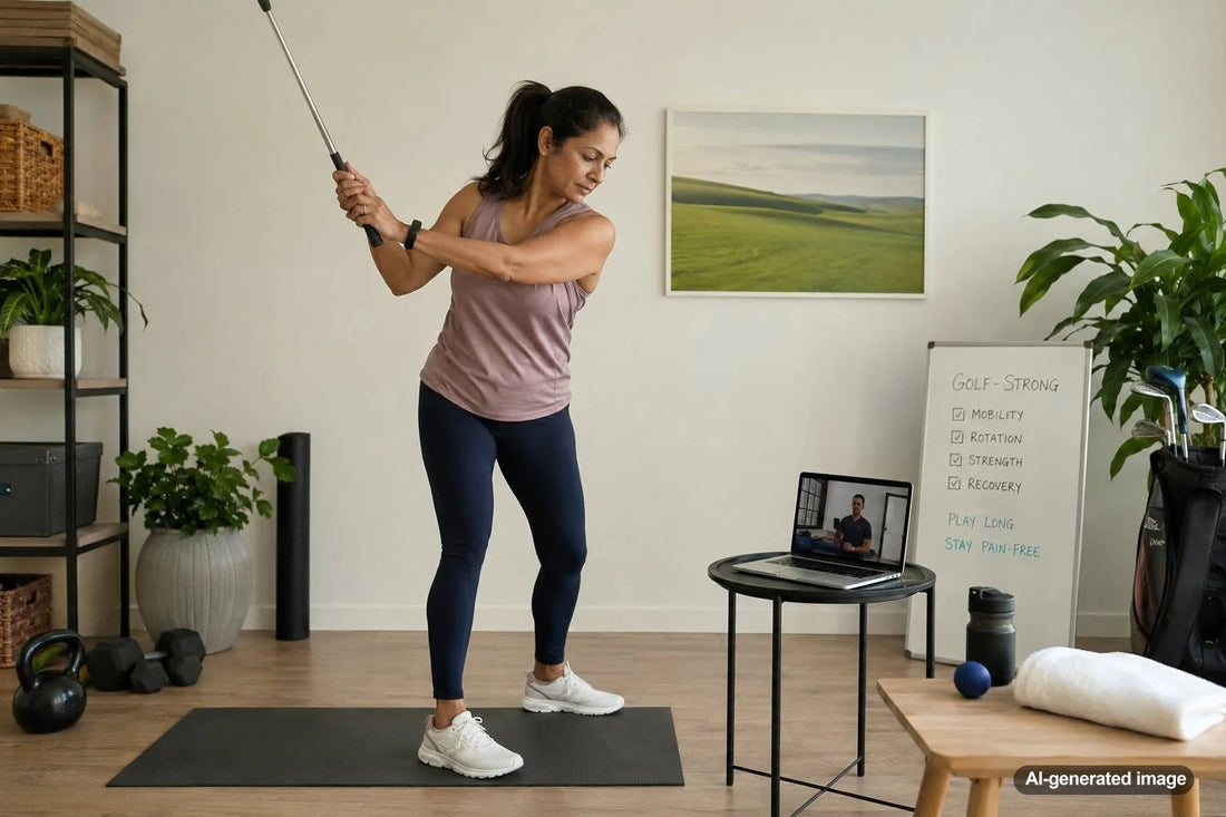 Golfer working on rib and thoracic mobility for frequent golfing