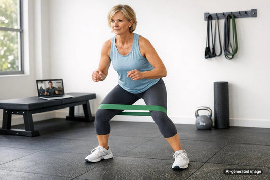 Adult performing a hip stability exercise for lateral movement