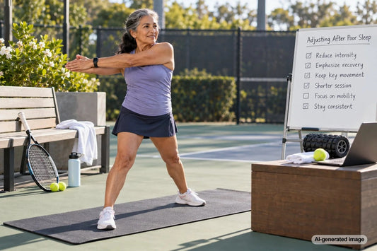 Coach adjusting a strength workout after a client reports poor sleep