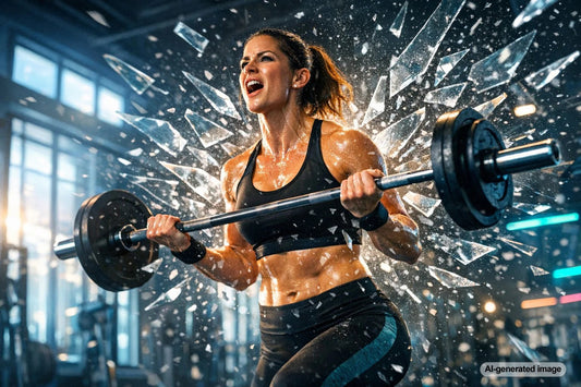 Woman lifting a barbell in a gym to break through a fitness plateau