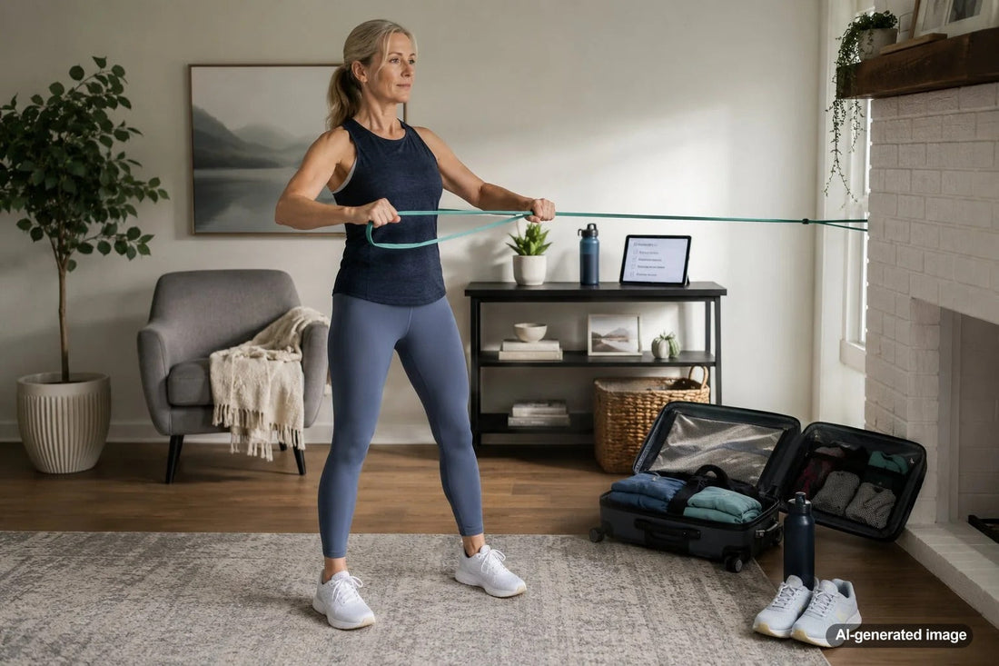 Traveler staying active during a busy trip with long flights