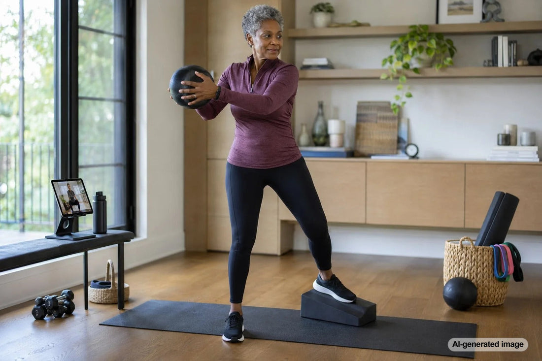 Golfer building lower-body stability for uneven lies