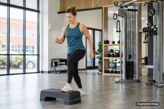 Woman practicing stability for stepping off curbs and uneven sidewalks