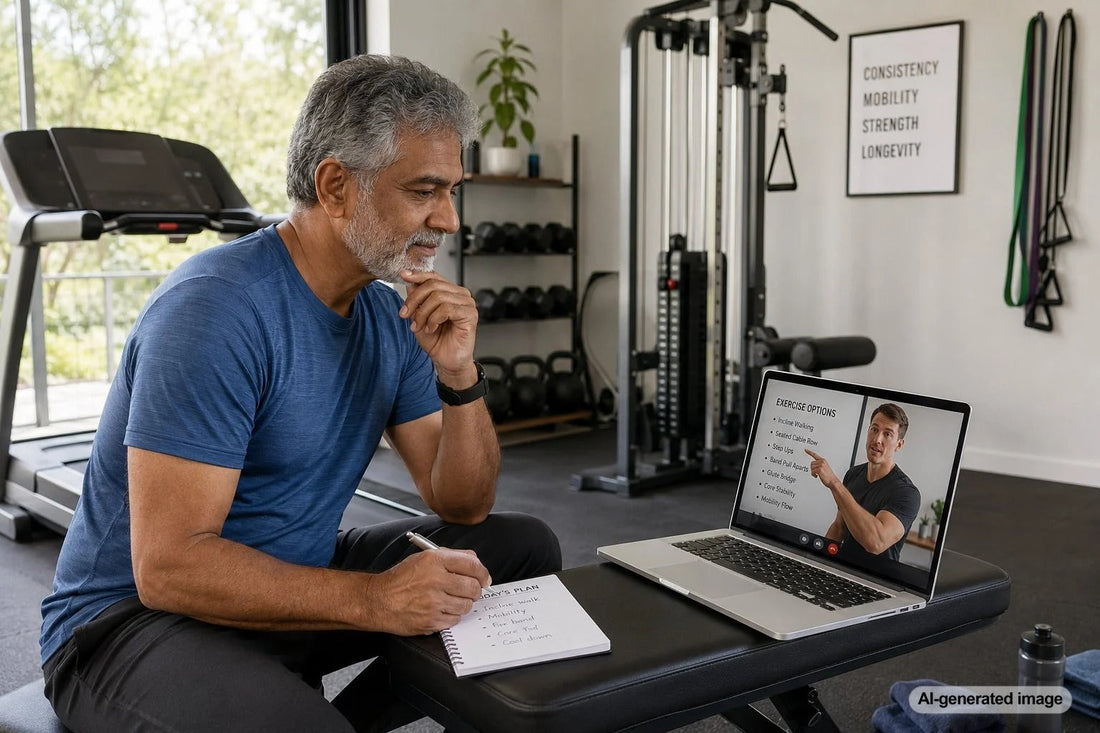 Adult choosing controlled strength exercises while working around sensitive joints