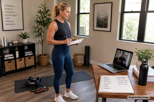 Adult evaluating a strength and mobility training plan