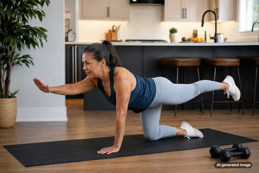 Person exercising carefully with lower back awareness