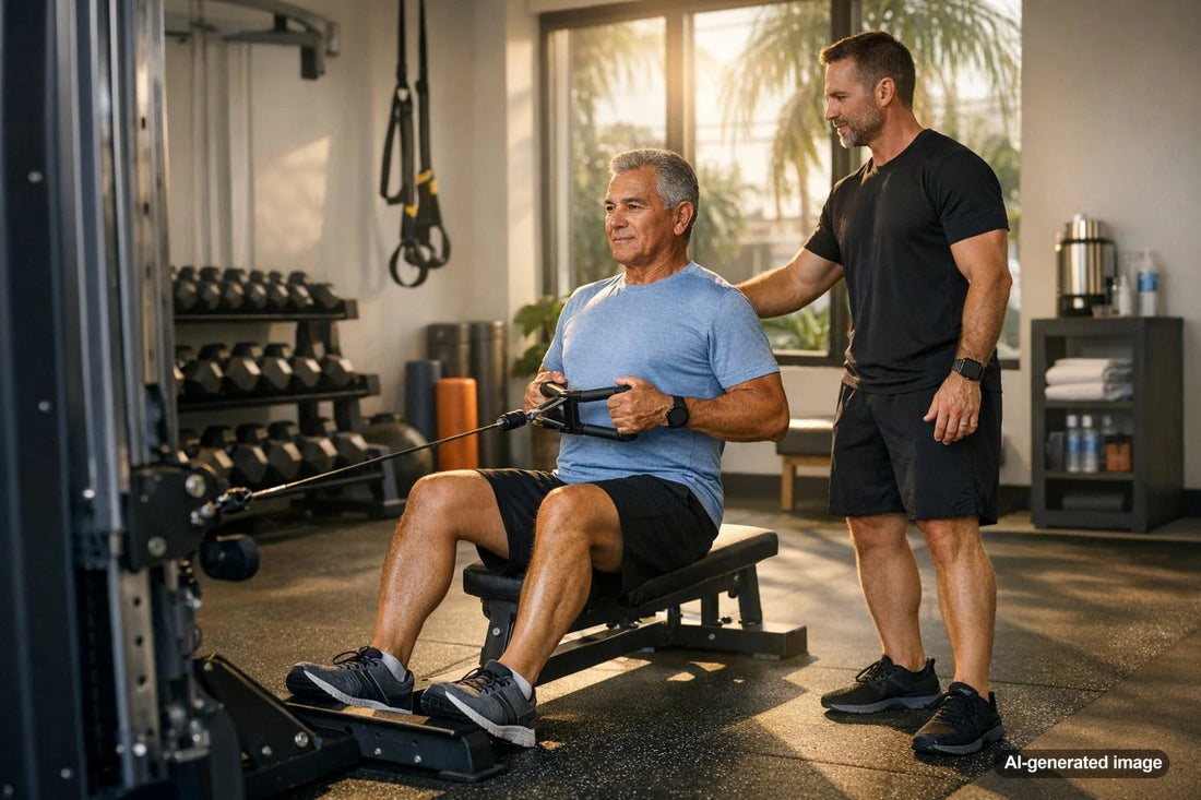 Personal trainer coaching an adult client in Fort Lauderdale