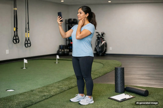 Adult improving forward head posture from phone use