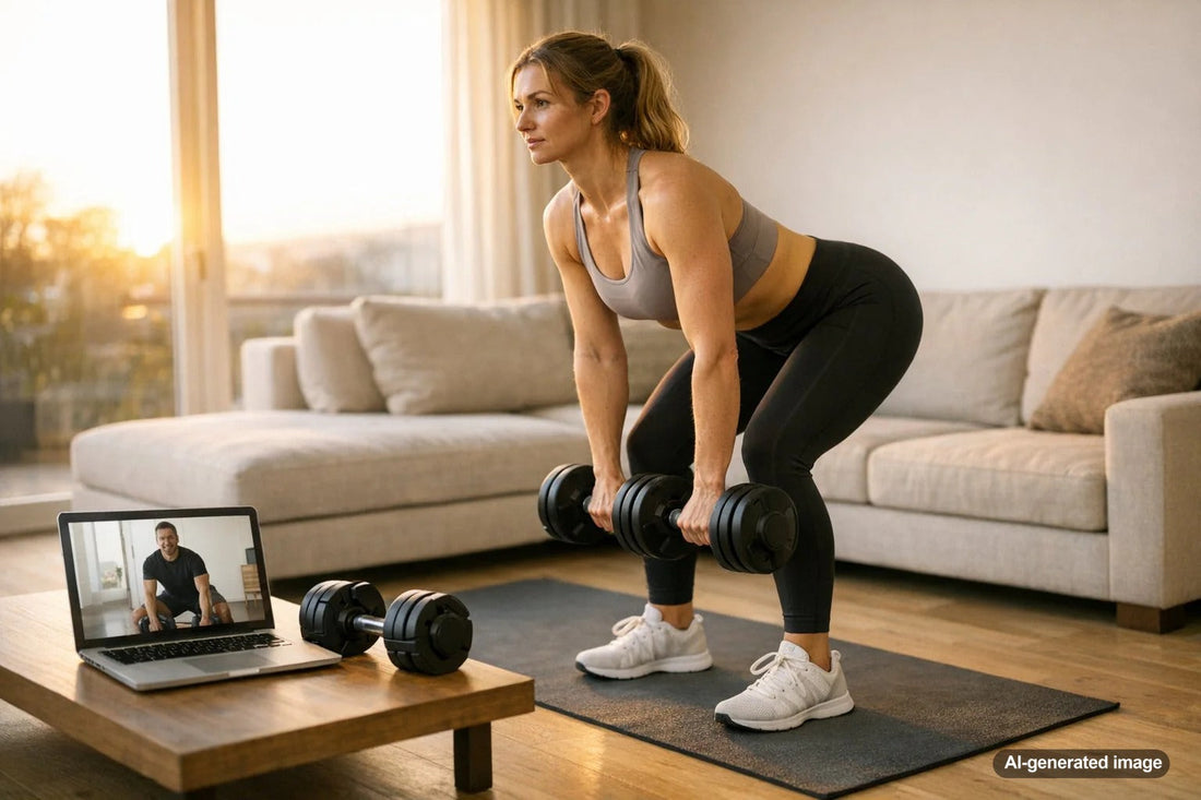 Busy adult training efficiently in a gym setting