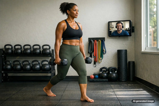 Coach training an adult client during a focused 90-day fitness transformation plan