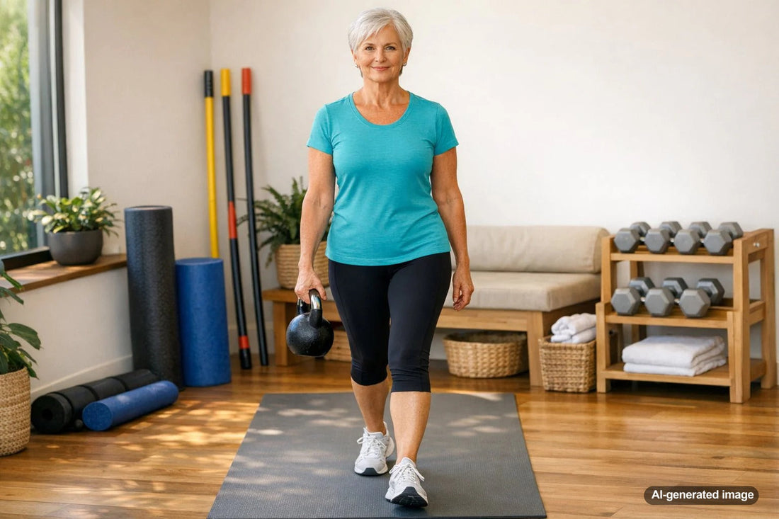 Adult working on posture and shoulder mobility for tech neck