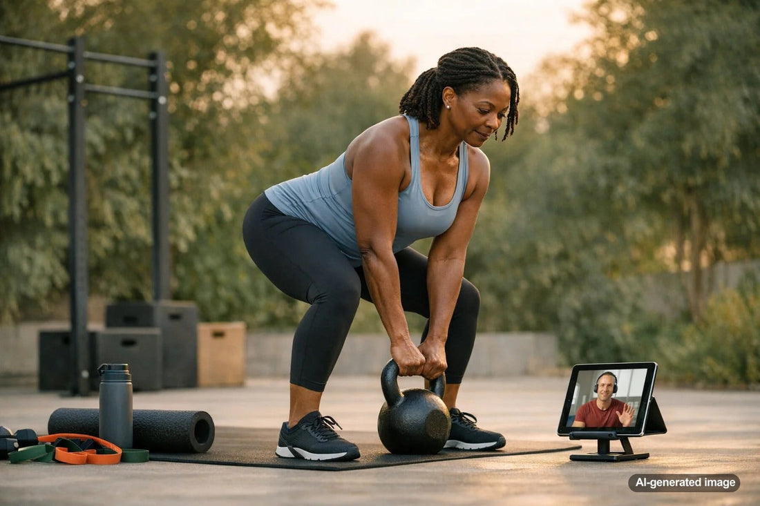 Adult performing a joint-friendly strength workout after 40