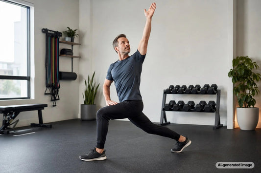 Adult practicing controlled hip extension to support more comfortable walking