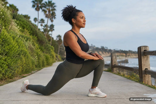 Adult performing hip mobility exercises to support better walking