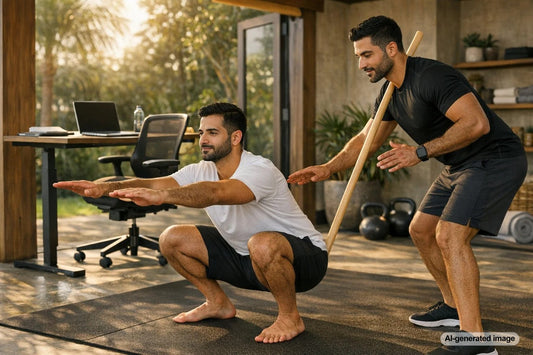 Person working on mobility after sitting for long periods