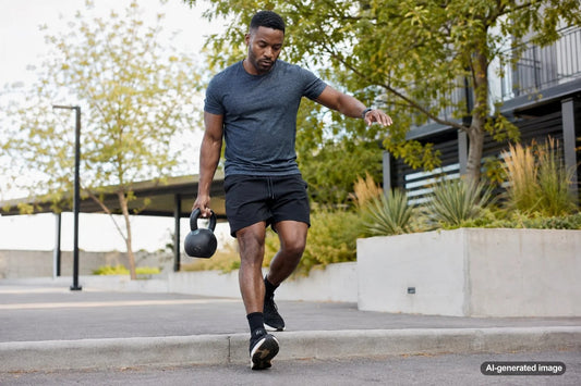 Adult practicing balance and recovery skills during fitness training