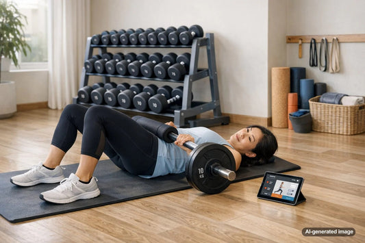 Person lifting weights during a focused strength training workout