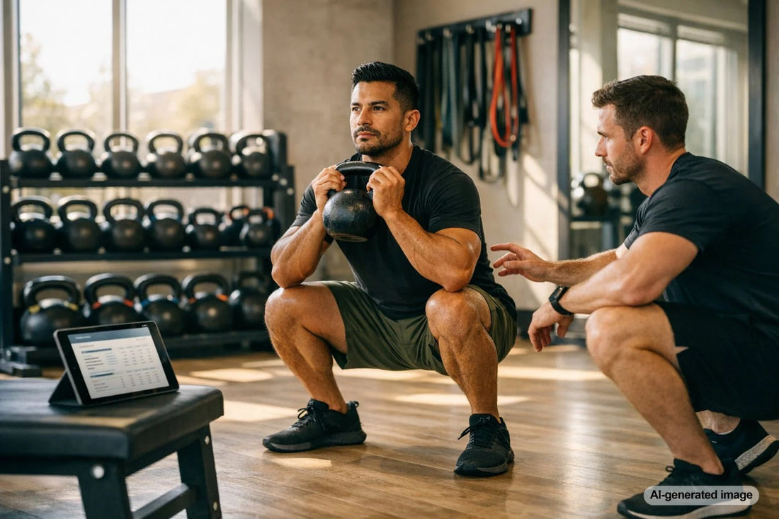 person evaluating workout program progress in gym