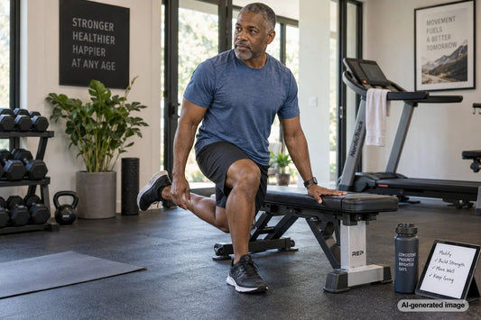 Adult modifying a strength training movement for better control