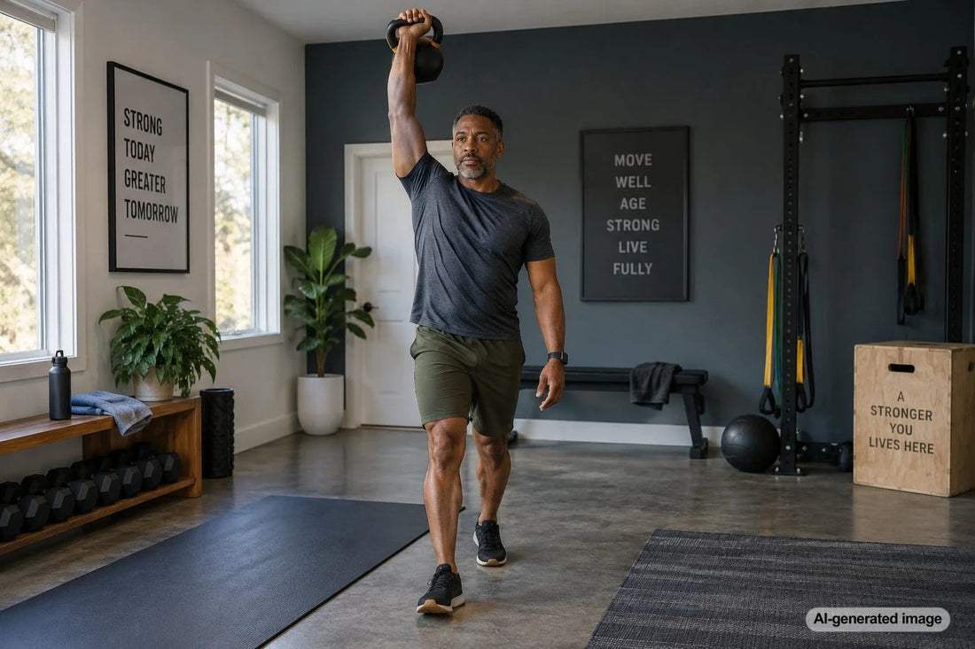 Adult performing power-focused strength training for healthy aging