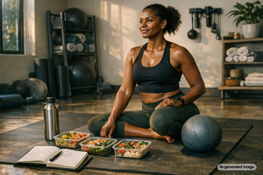 Person preparing a simple balanced meal during a stressful work period