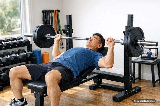 Person preparing to bench press with proper setup