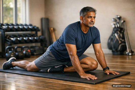 Adult improving strength and mobility through training
