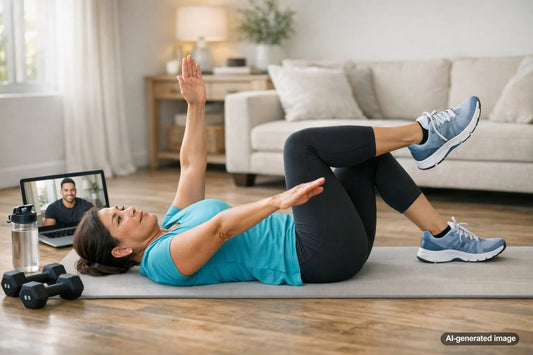 Adult returning to strength training with controlled form