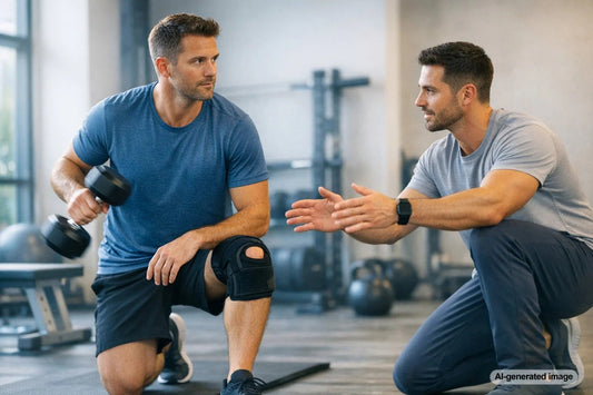 Adult strength training with smart exercise modifications to work around old injuries without losing progress