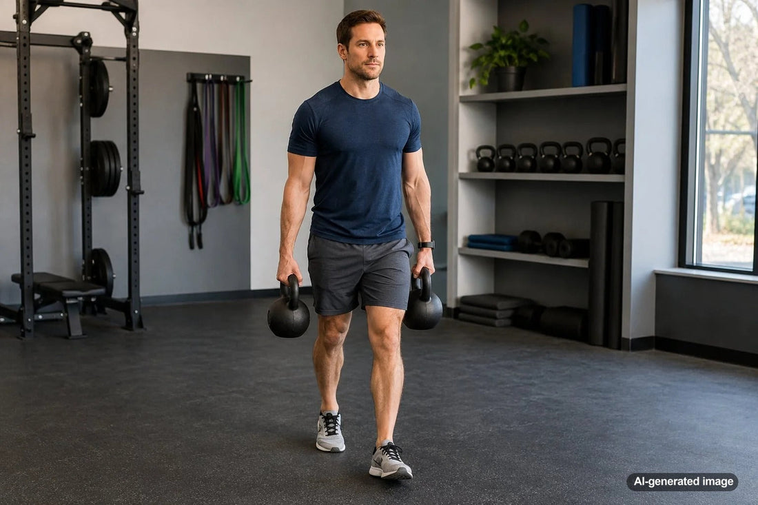 Adult practicing strength training for easier lifting, carrying, and reaching at home