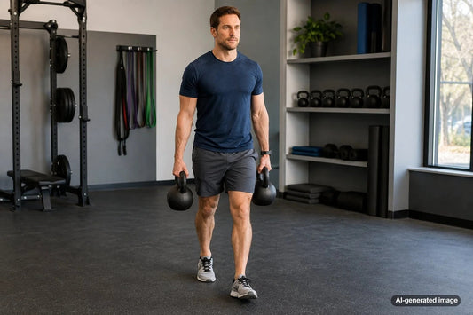 Adult practicing strength training for easier lifting, carrying, and reaching at home
