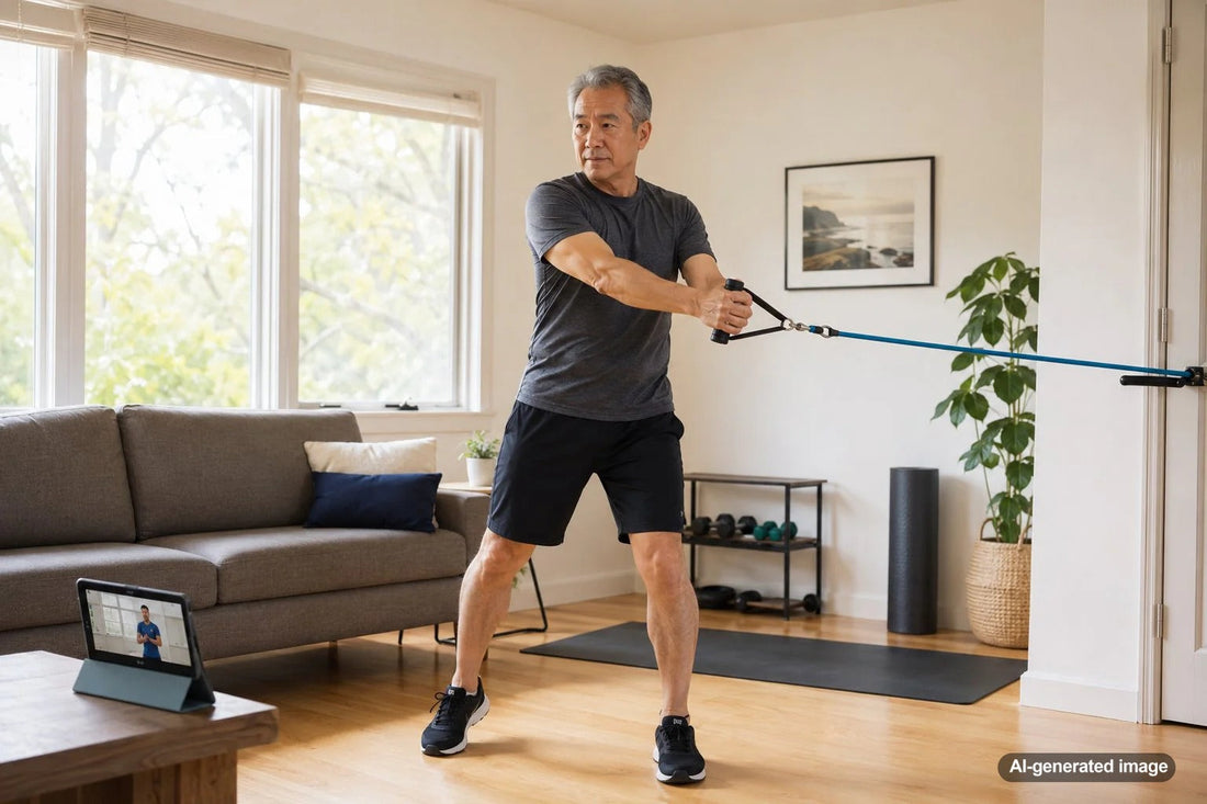 Adult training rotational core strength with controlled movement