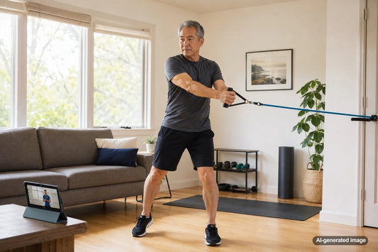 Adult training rotational core strength with controlled movement