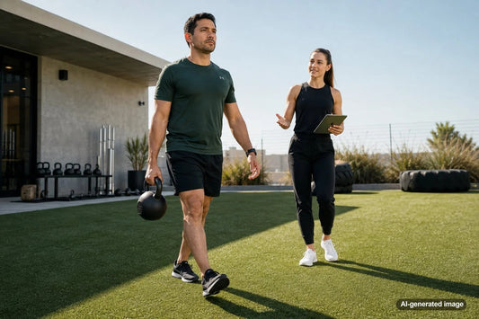 Adult rebuilding strength and mobility after years of sedentary office work