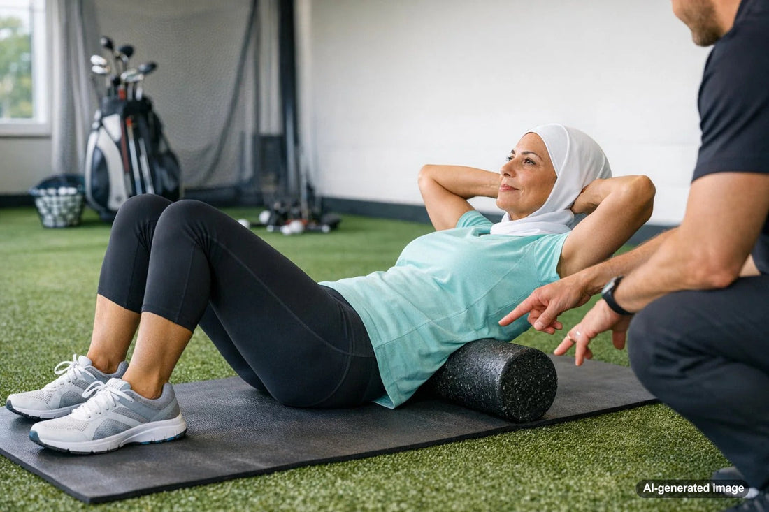 Person using a foam roller for mobility work