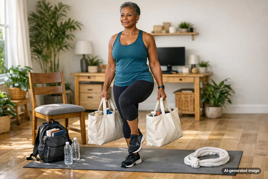 Household items used for a home resistance training workout