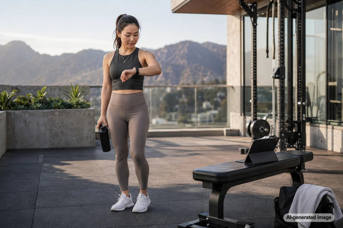 Person checking daily step count on a fitness tracker