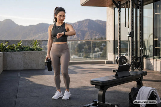 Person checking daily step count on a fitness tracker